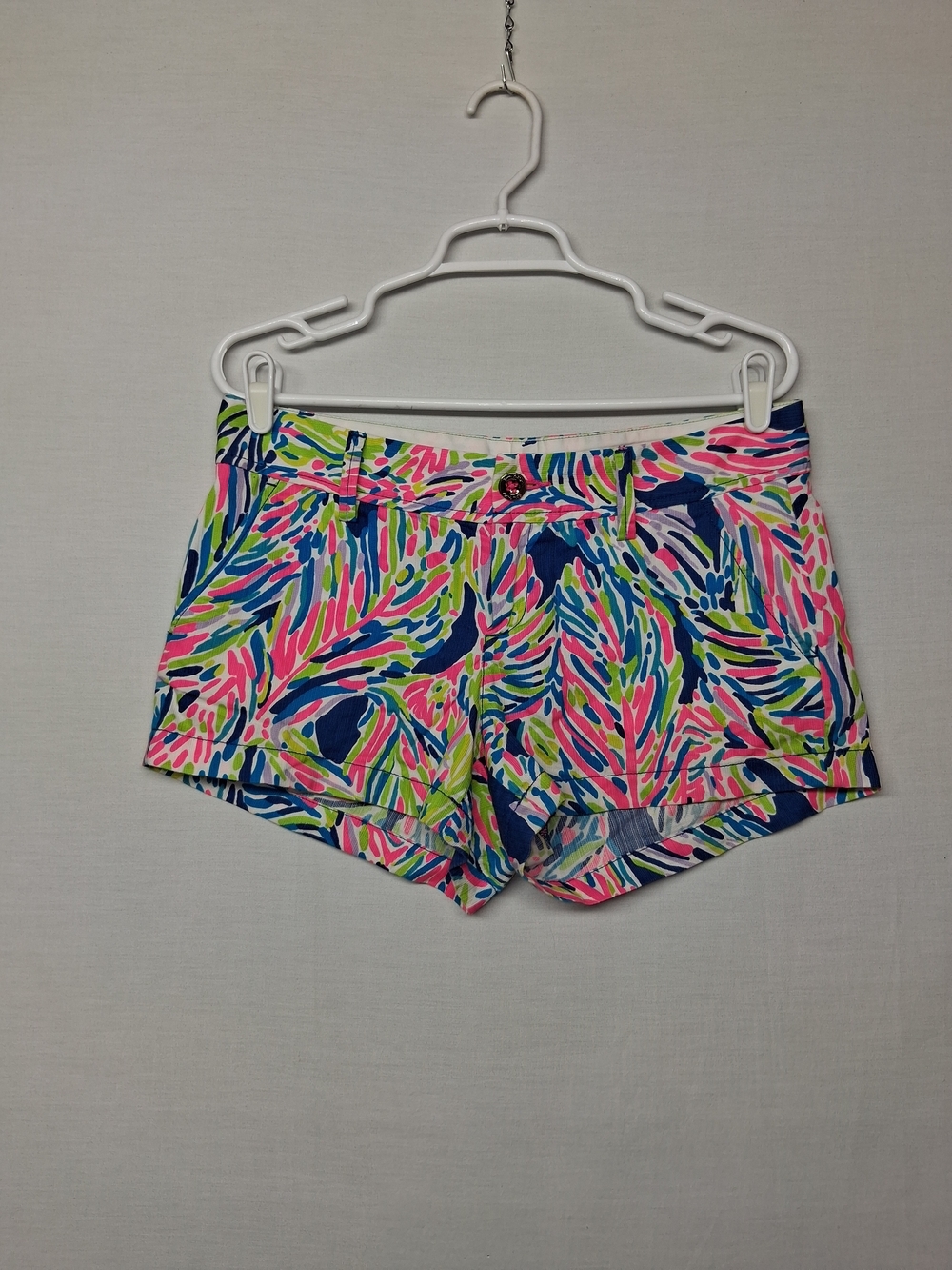Lilly Pulitzer Neon Leaf-Print The Walsh Cotton Shorts - Picture 2 of 11